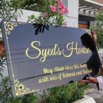 Premium Customized Acrylic & Wooden Home Name Plate with Gold Finish
