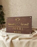 Premium Customized Acrylic & Wooden Home Name Plate with Gold Finish - Image 5