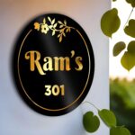Premium Customized Acrylic & Wooden Home Name Plate with Gold Finish - Image 3